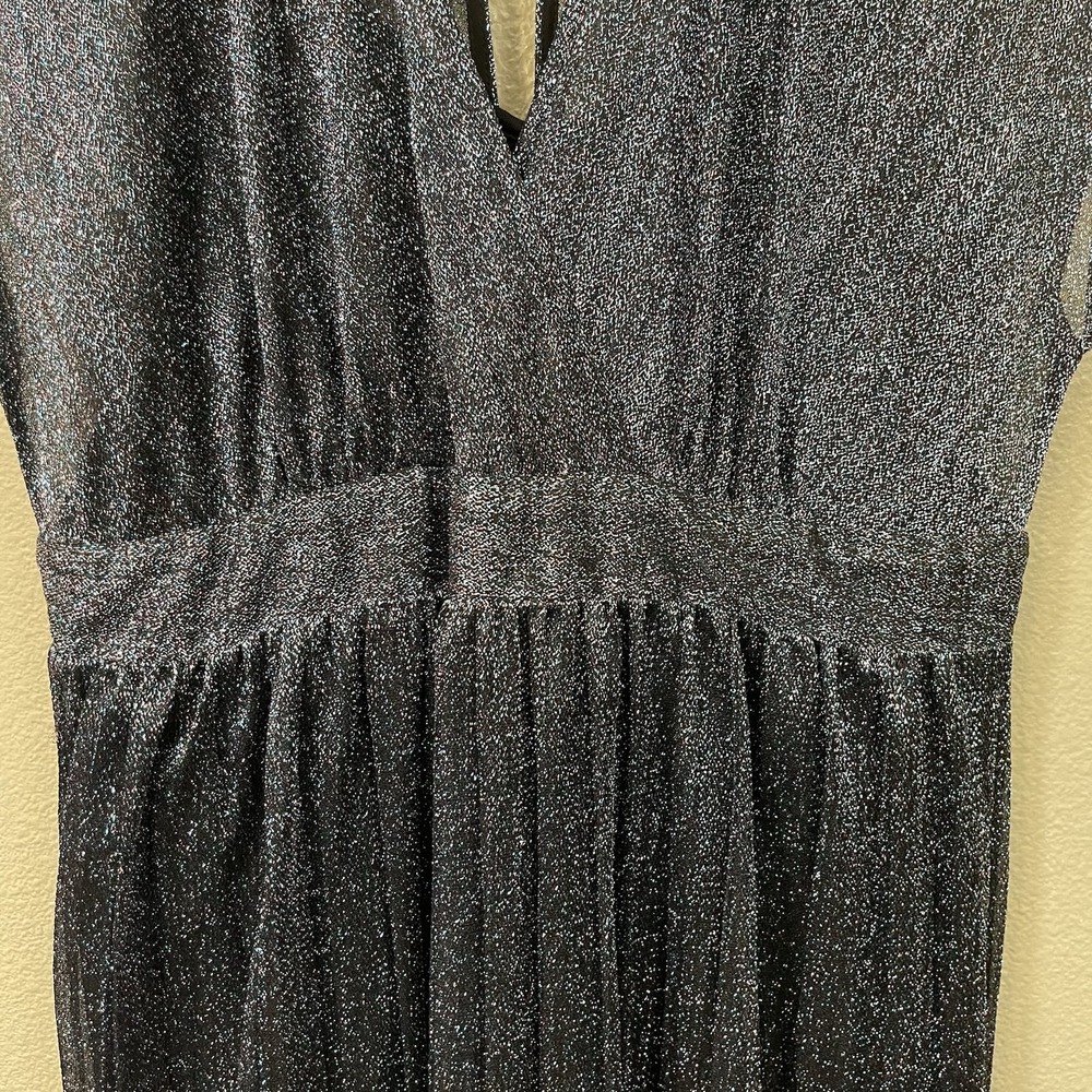 Anthropologie Moulinette Soeurs Pleated Metallic Dress Party Celestial Size 8 - Picture 4 of 14